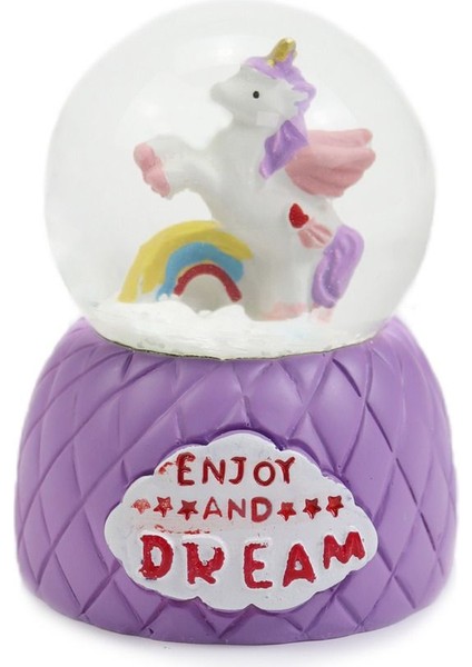 Mor Unicorn Kar Küresi, Büyülü ve Şık Dekorasyon Için Mükemmel Bir Seçim.