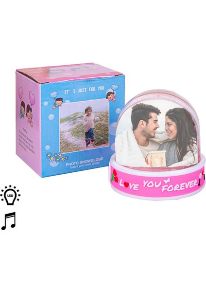 Işıklı ve Müzikli Romantik Kar Küresi ve Fotoğraf Çerçevesi