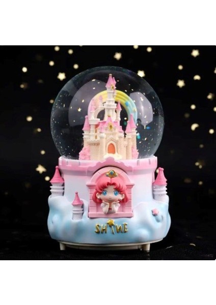 Renkli Işıklı Müzikli Büyük Boy Kar Küresi, Püskürtmeli, Şato Teması fırsatları