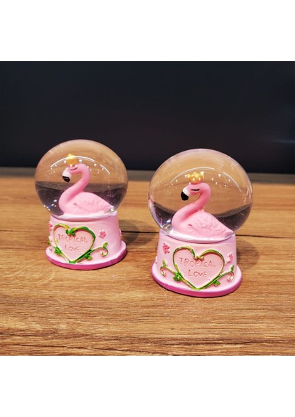 Mini Işıklı Flamingo Kar Küresi, Şık ve Parıltılı Dekorasyon Aracı
