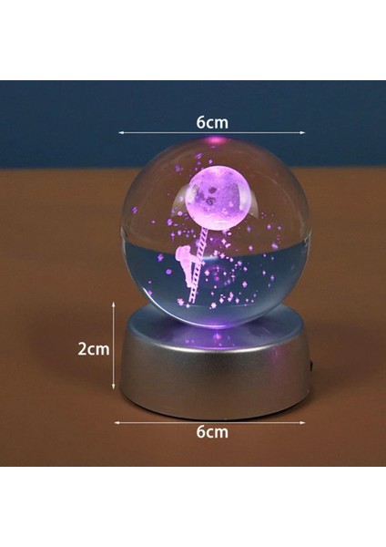 Renk Değiştiren Aya Çıkan Astronot Temalı Işıklı Cam Küre 8X6CM