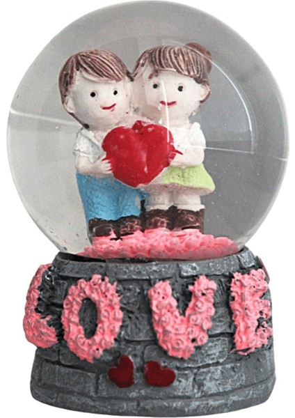 Renkli Küçük Boy Aşk Kar Küresi, Sevimli ve Şık Dekorasyon Parçası