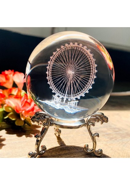 Metal Ayaklı 3D Cam Küre ile Şık Dekoratif Dönme Dolap