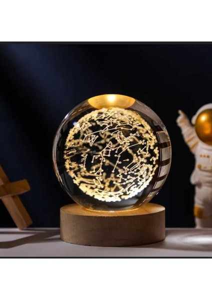 3D Kristal Cam Küre ve Ahşap Soketli LED Gece Lambası, Sıcak ve Şık Hediye modelleri