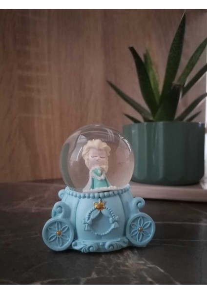 Işıklı Mini Kar Küresi, Mavi Renkli Büyüleyici Dekoratif Obje