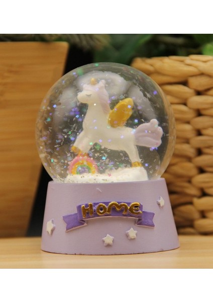 Mor Işıklı Unicorn Kar Küresi, Büyüleyici ve Şık Dekorasyon Ürünü fiyatları