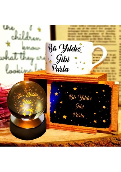 Parlak ve Renk Değiştiren Işıklı Kristal Küre ve Parlak Renkli Kupa