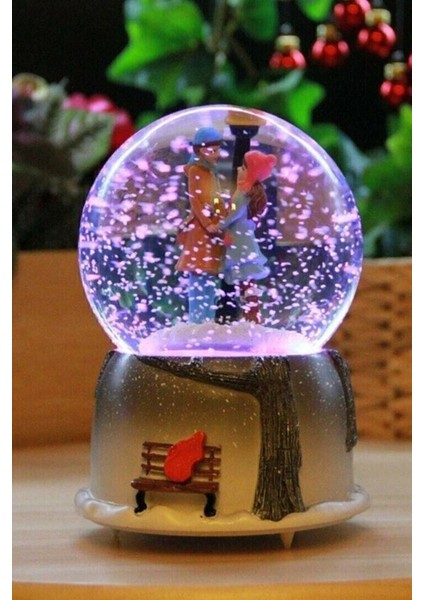 Renk Değiştiren Müzikli Otomatik Kar Küresi, Büyük Boy, Eğlenceli ve Şık Dekorasyon
