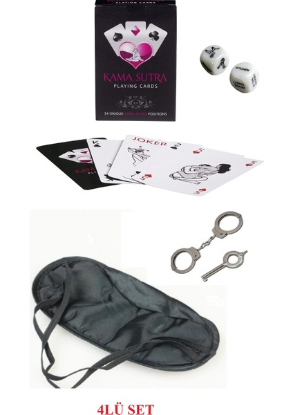 Kamasutra Aşk Seti - Kelepçe - Zar- Kart - Göz Bandı
