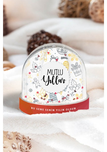 Yılbaşı Mutlu Mesajlı Kar Küresi Hediye, Keyifli Anlar Için Şık Süs