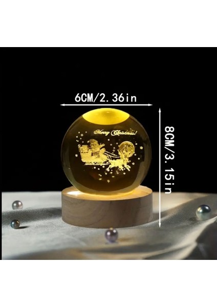 3D LED Ahşap Standlı Noel Temalı Cam Küre Işıklı, Usb'li, Şık Dekorasyon Parçası modelleri