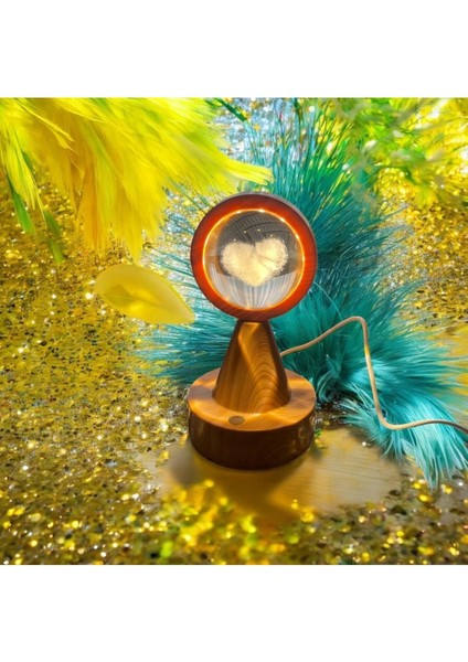 Kişiye Özel Ahşap Kalp Figürlü LED Gece Lambası, Romantik ve Sıcak Atmosfer Yaratır modelleri