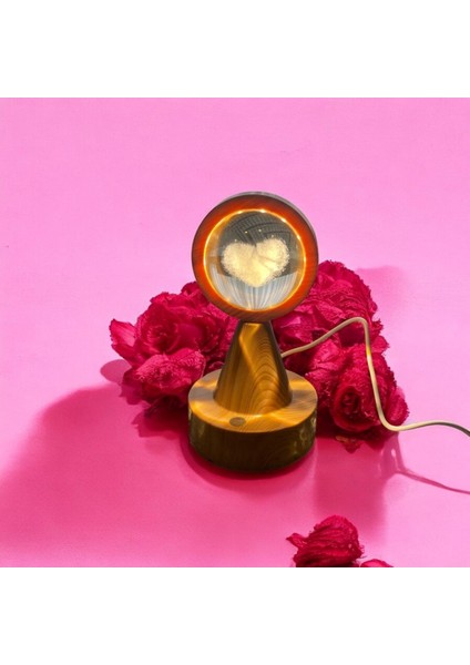 Kişiye Özel Ahşap Kalp Figürlü LED Gece Lambası, Romantik ve Sıcak Atmosfer Yaratır fırsatları