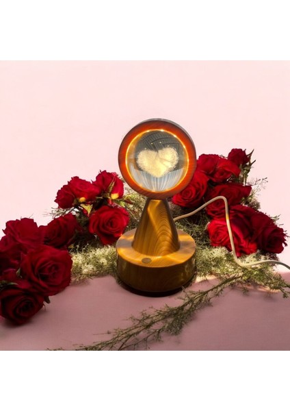 Kişiye Özel Ahşap Kalp Figürlü LED Gece Lambası, Romantik ve Sıcak Atmosfer Yaratır indirimleri