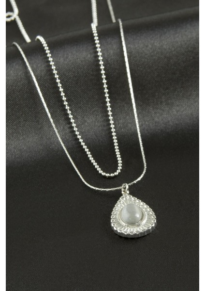 Damla Lüks Çelik Ikili Kolye