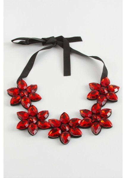 Çiçek Taşlı Yaka Kolye