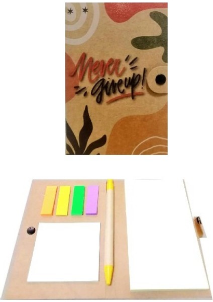 100X150 Never Give Up 50 Yaprak Kilitli Kraft Bloknot (KB-1742)