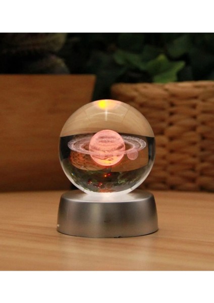 Renkli LED Işıklı Kristal Cam Küre Gece Lambası Satürn Dekorasyon modelleri