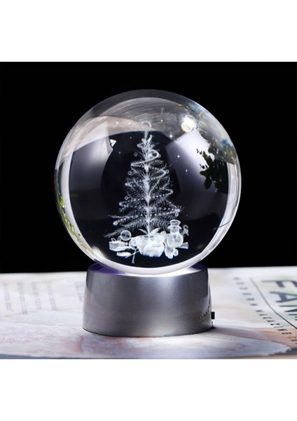 Renkli Yılbaşı Ağacı Temalı Işıklı Cam Küre 8cm x 6cm