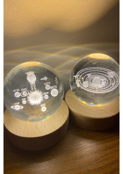 LED Işıklı Dolunay ve Astronot Küre Seti, 3D Kristal Top Hediye modelleri