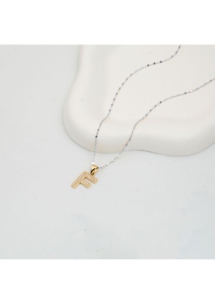 F Harfi Kolye Ucu 14 Ayar Altın modelleri