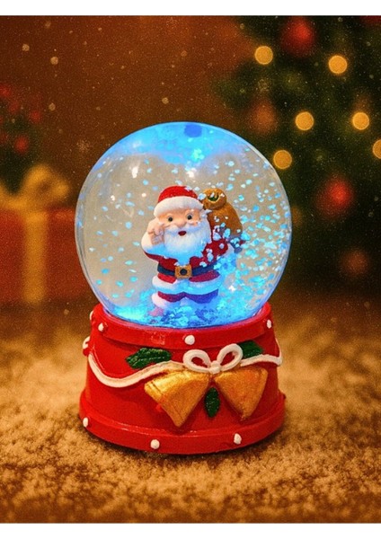 Yılbaşı LED Işıklı Hediye Torbası Noel Baba ve Kar Küresi Dekorasyon modelleri