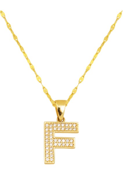 F Harfi Kolye 14 Ayar Altın