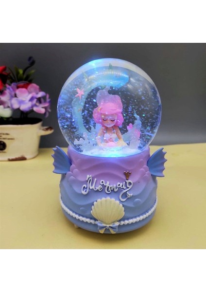 Işıklı Müzikli Deniz Kızlı Büyük Boy Kar Küresi, Eğlence ve Dekorasyon Keyfi