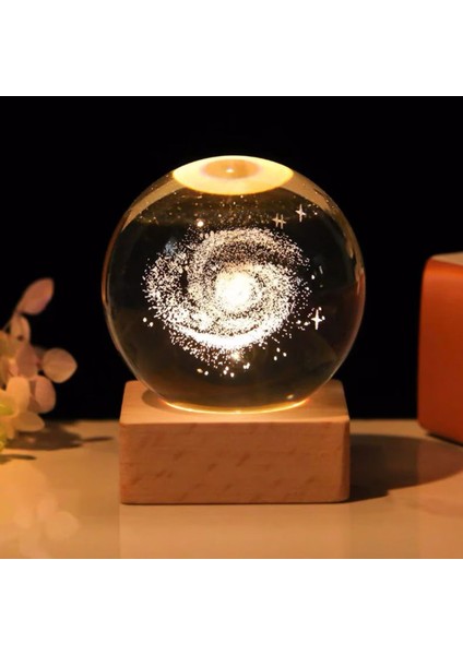 Işıklı Kare Ahşap Kaideli Toz Bulutu Temalı Cam Küre 8cm modelleri