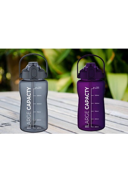 Sağlıklı Polikarbon 1.5l Su Matarası - Pipetli, Taşınabilir, Gri Mor Renk, Büyük Kapasiteli Suluk indirimleri