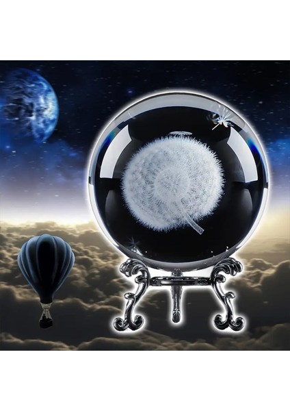 Şık Metal Ayaklı 3D Karahindiba Cam Küre 6cm, Dekoratif ve Zarif Tasarım modelleri