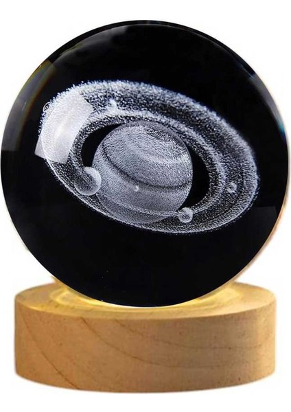 Cam Top Küre, Gezegen Görünümlü Işıklı Dekoratif Obje