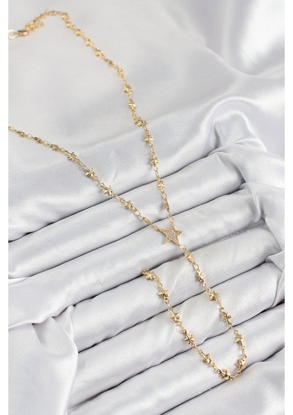 Pirinç Zirkon Taşlı Yıldız Model Gold Renk Y Kolye - EBJ250816W37249 fiyatları