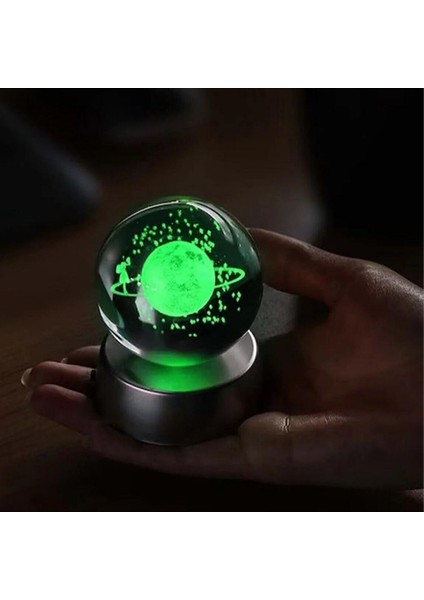 Renkli LED Işıklı Cam Satürn ve Ay Modeli, Gül Kolye ve Kar Küresi Seti fiyatları