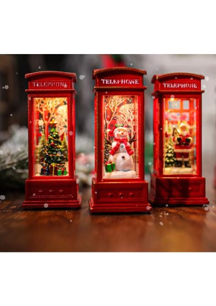 Küçük Noel Dekorasyon Işıkları ile Sevimli Kardan Adam ve Telefon Kulübesi Aydınlatması fiyatları