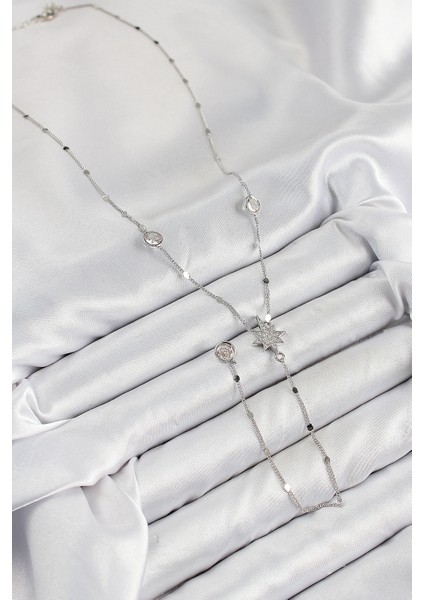 Pirinç Zirkon Taşlı Kutup Yıldızı Model Gümüş Renk Y Kolye - EBJ250816W37243 fiyatları