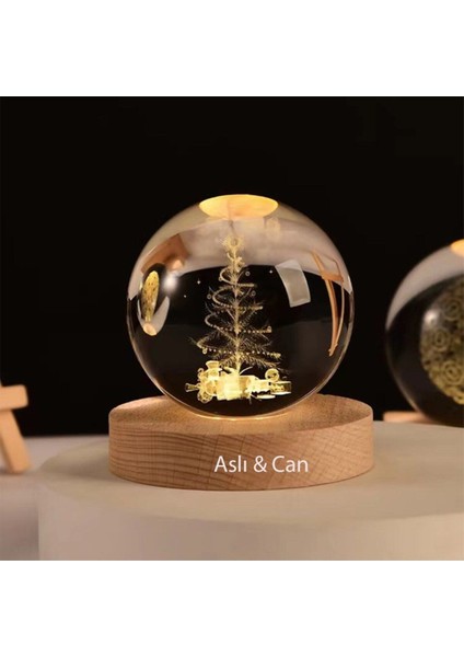 Renk Değiştiren Işıklı Cam Küre, 6cm, Doğal ve Şık Dekorasyon Parçası