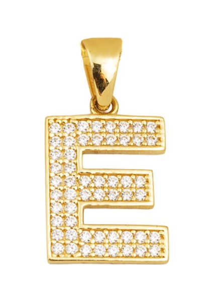 E Baş Harfi 14 Ayar Altın Kolye Ucu