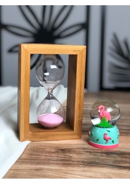 Sevgililer Günü Aşk Kum Saati Flamingo ve Kar Küresi Hediye