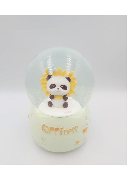 Sevimli Panda Kafalı Küre Işıklı Müzikli Hediye