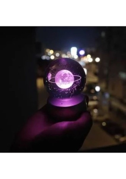 Renk Değiştiren Kristal Cam Küre LED Işıklı Gezegen Lamba
