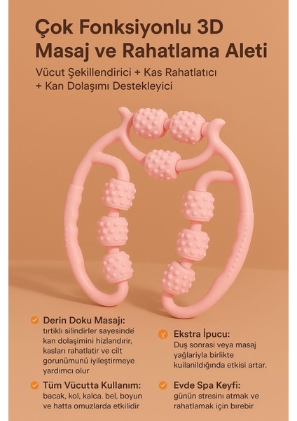 Masaj Aleti 9 Tekerlekli Ayarlanabilir Lenf Drenaj Rulosu