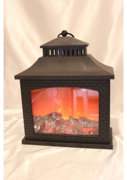 Kahverengi Masa Üstü Şömine Lamba, Şık ve Doğal Aydınlatma Sağlar.