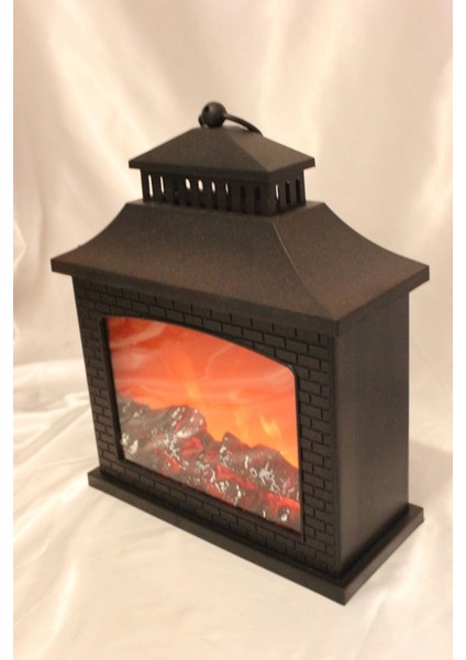 Kahverengi Masa Üstü Şömine Lamba, Şık ve Doğal Aydınlatma Sağlar. indirimleri