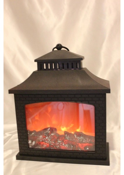 Kahverengi Masa Üstü Şömine Lamba, Şık ve Doğal Aydınlatma Sağlar.