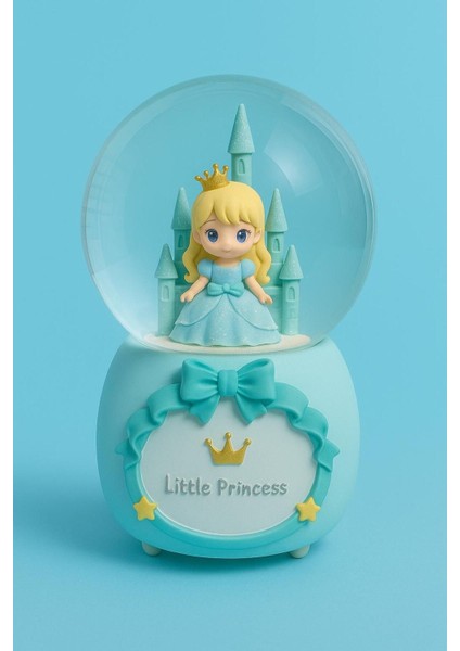 Sesli ve Işıklı Orta Boy Kar Küresi, Mavi Renk, Büyüleyici Dekorasyon Ürünü