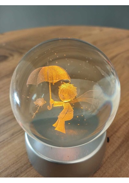 Işıklı Cam Küre, Çocuk ve Gül Temalı, Parlak ve Şeffaf Dekorasyon Parçası fiyatları