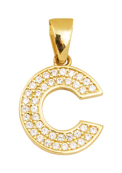 C Harfi 14 Ayar Altın Kolye Ucu