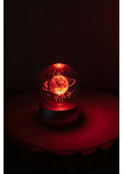 Renkli LED Işıklı Dekoratif Cam Toplamışlı Satürn ve Çiçek Tasarımı modelleri