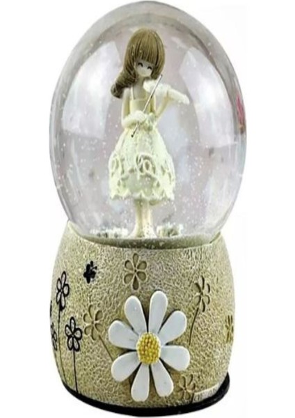 Sevimli Kız Figürlü Kar Küresi ve Müzik Kutusu, Zarif Dekorasyon Parçası